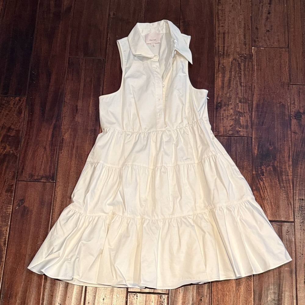 Cinq a Sept Sleeveless White Tiered Dress